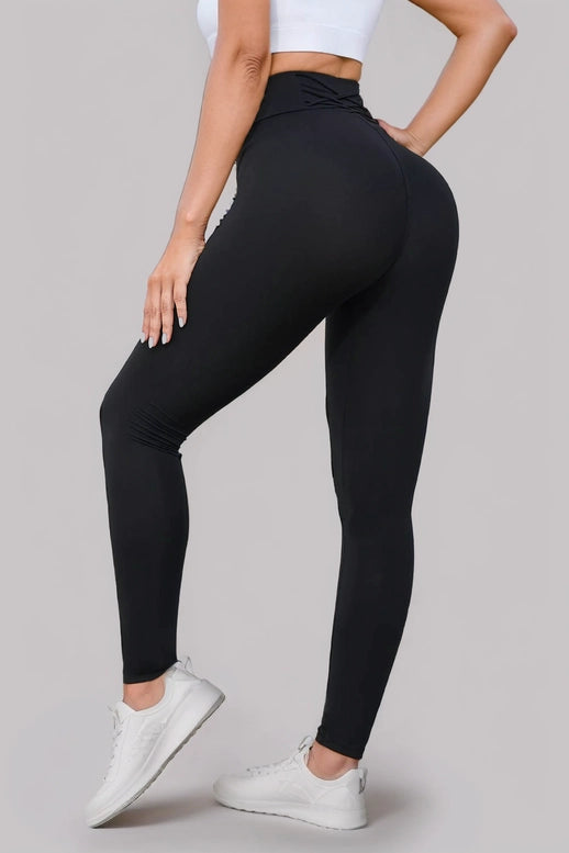 LA Society Lounge Pants: Black Criss Cross Tummy Control High Waist Leggings for Women