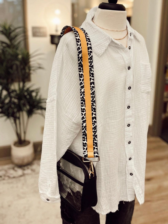 Mustard Stripe & Leopard Guitar Strap