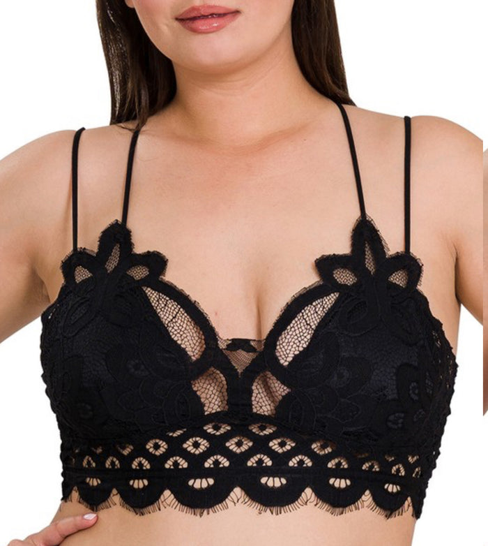 Zenana BRALETTES: Plus Size Crochet Lace Bralette with Bra Pads