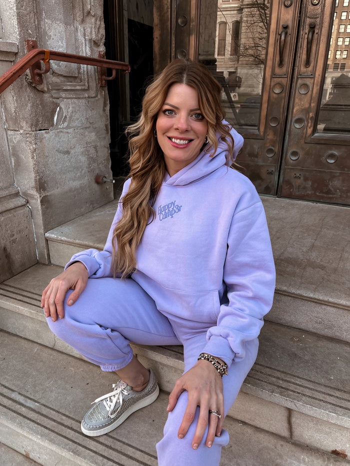 The Happy Camp3r Lounge Pants: Puff Series Sweatpants Grape Unisex Heavyweight Fleece Comfort