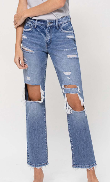 Flying Monkey High Rise Crop - Straight Jeans