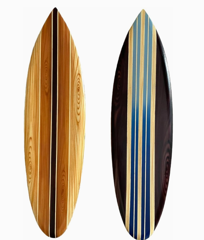 Hand Carved Wood SurfBoards Pair