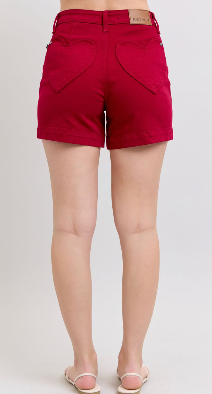 Red Heart High Waisted Judy Blue Shorts for Summer Style