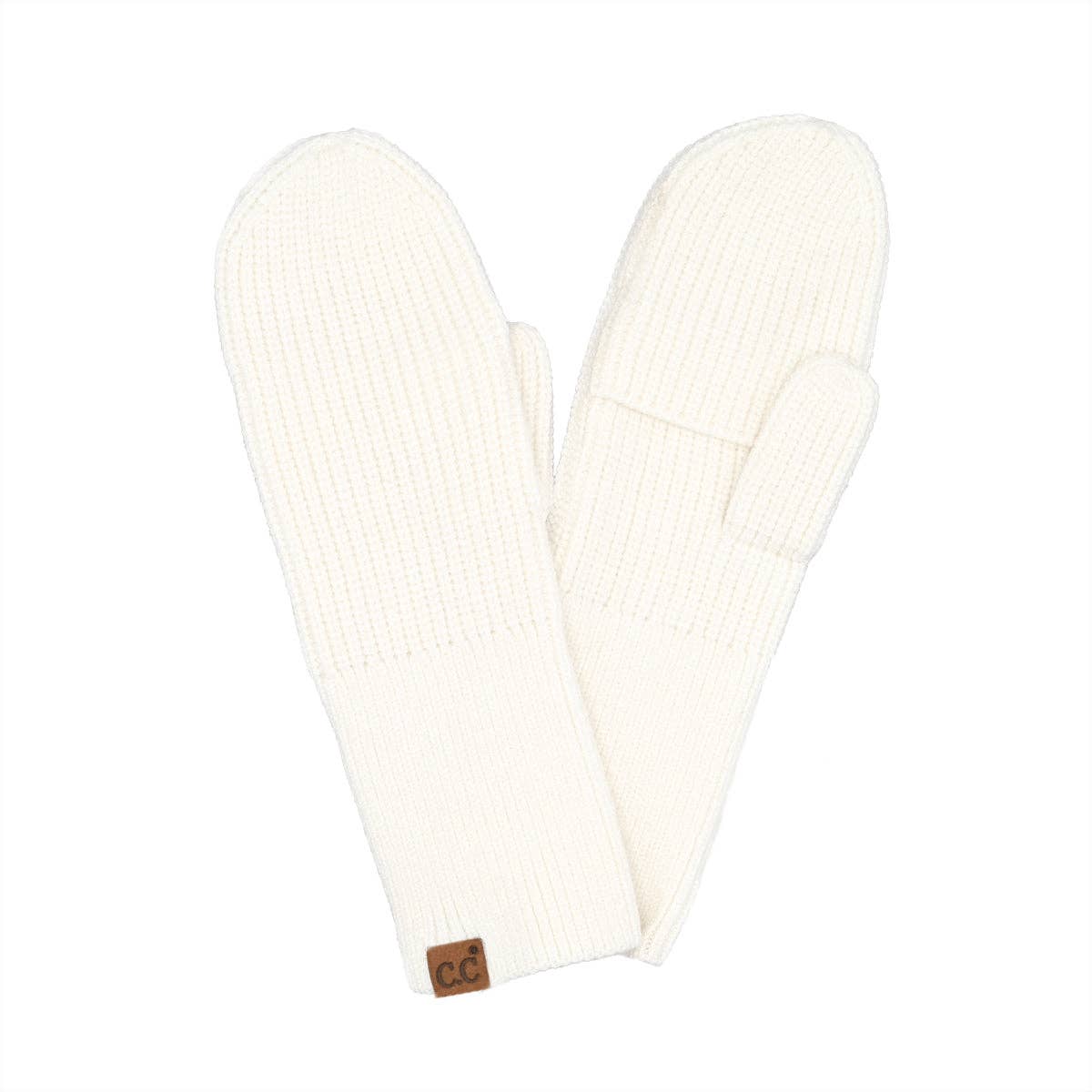 Open Slit C.C Mittens Ivory for Stylish Winter Warmth