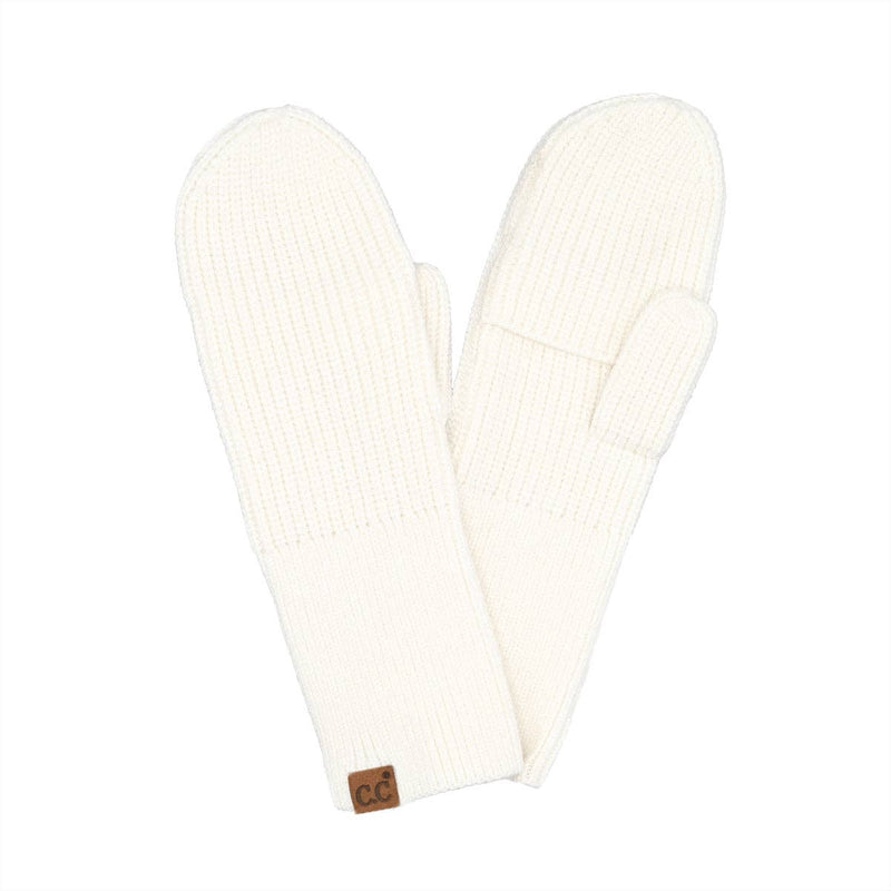 Open Slit C.C Mittens Ivory for Stylish Winter Warmth