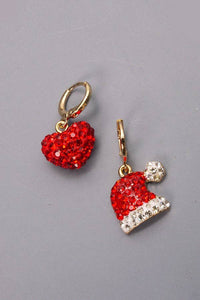 Rhinestone Holiday Mini Hoop Earrings — Santa Hat or Heart | SeaJay’s Boutique