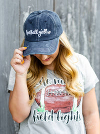 White Football Y'all Embroidery on Navy Hat