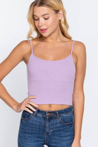 With Bra Cup Crop Rib Knit Cami Top for Stylish Comfort