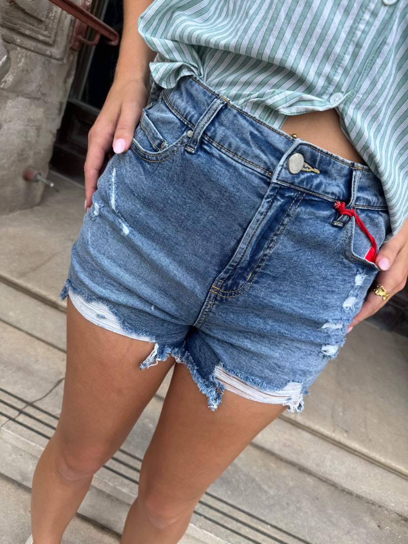 Authentic Distressed Dark Mom Jeans
