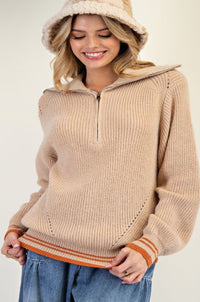 Half-Zip Knit Sweater – Casual Collared Pullover