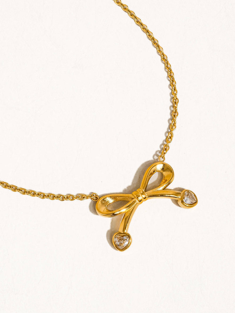 Austin 18K Non-Tarnish Petite Bow Necklace for Women