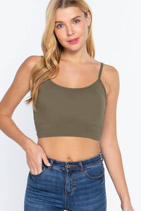 Round Neck Removable Bra Cup Twisted Back Cami Top Style
