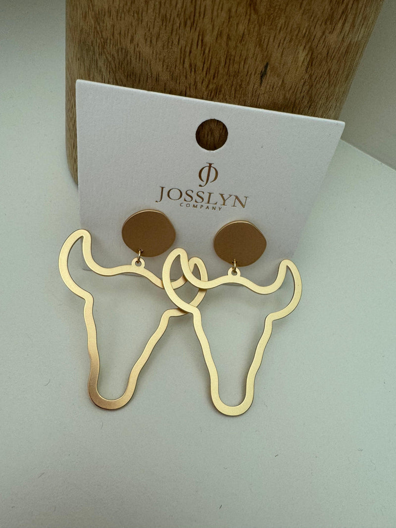 Western Cattle Gold Earrings