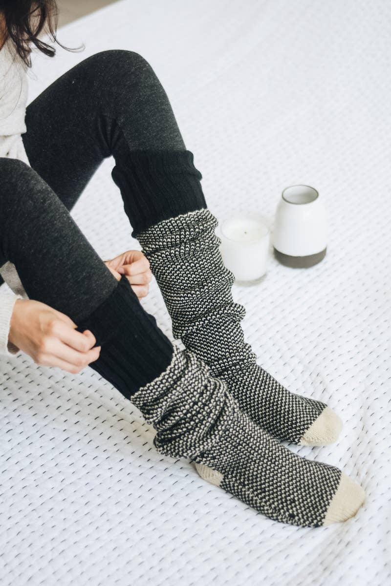 Warm & Soft Open Work Knit Lounge Socks for Cozy Comfort
