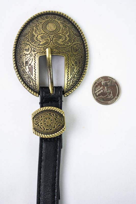 Bestseller - Oval Embossed Vintage Buckle Belt 42 Inch