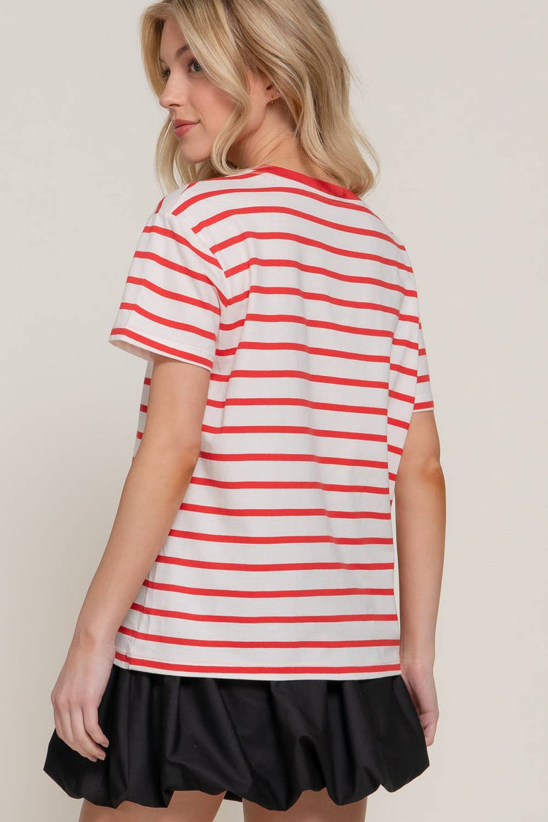 Short Sleeve Crew Neck Striped Tee