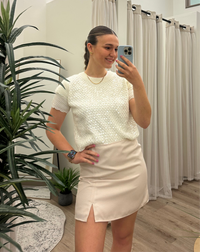 Off-White Sleeveless Sweater with Sequins for Women