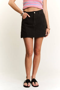 Charcoal Washed Casual Pocketed Mini Skirt for Women