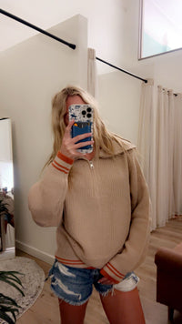 Half-Zip Knit Sweater – Casual Collared Pullover