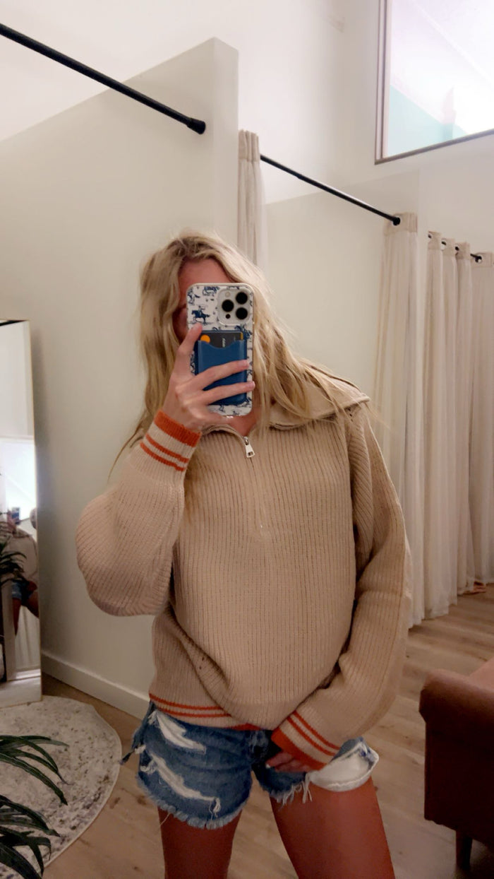 Half-Zip Knit Sweater – Casual Collared Pullover