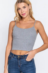 With Bra Cup Crop Rib Knit Cami Top for Stylish Comfort