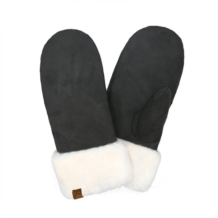 Suede C.C Mitten with Faux Fur Cuff - Black/Ivory Style