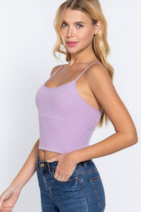 With Bra Cup Crop Rib Knit Cami Top for Stylish Comfort