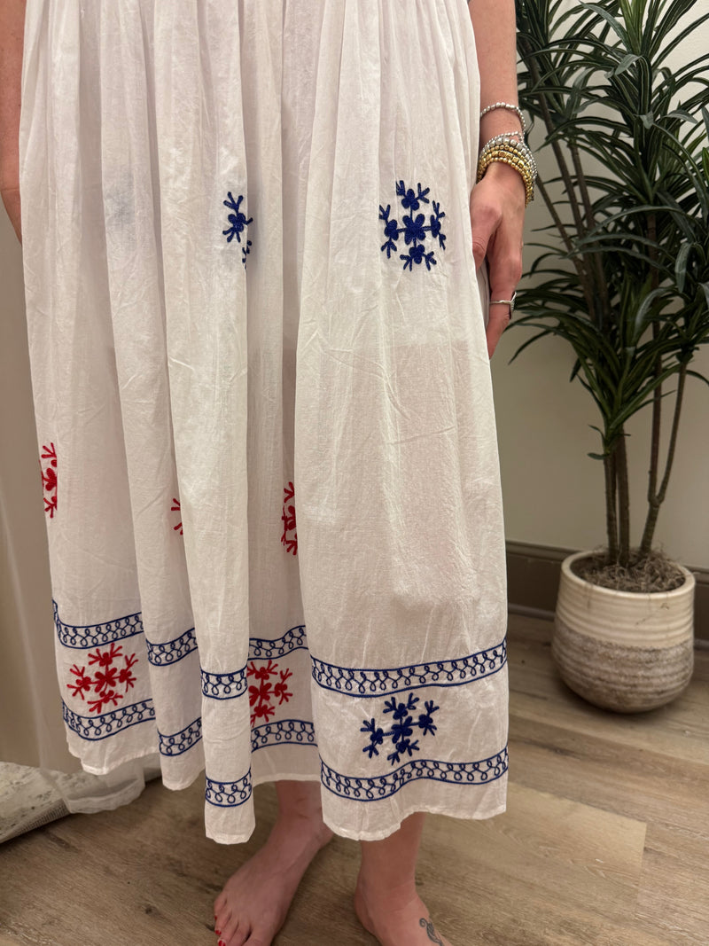Tiered Maxi Skirt with Embroidery