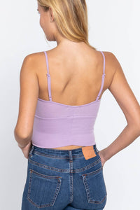 With Bra Cup Crop Rib Knit Cami Top for Stylish Comfort