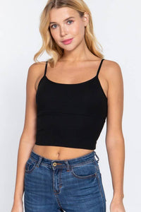 With Bra Cup Crop Rib Knit Cami Top for Stylish Comfort