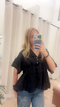 Embo Airy Collar Blouse - Black