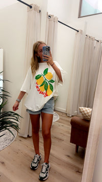 Lemons on White Plus Size Tee Shirt