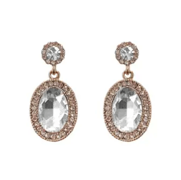 Two-Tier Double Halo Gemstone Drop Earrings