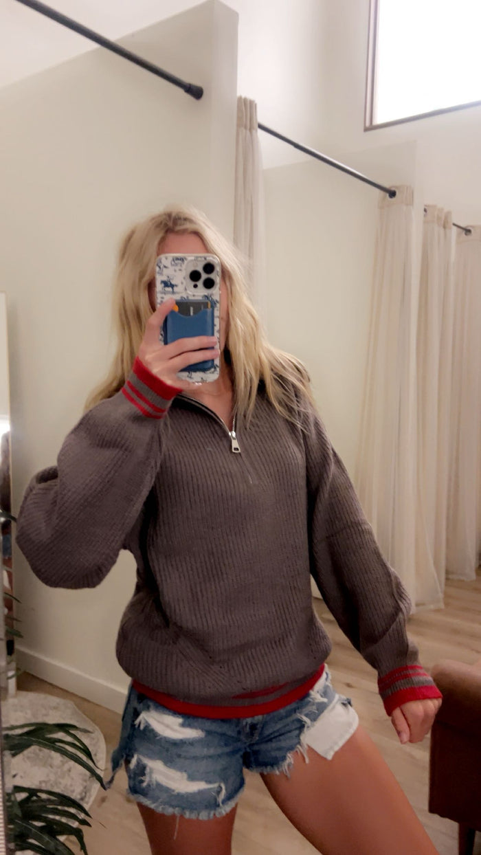 Half-Zip Knit Sweater – Casual Collared Pullover