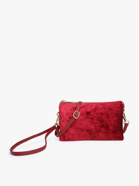 Riley Velvet 3 Compartment Crossbody Wristlet Bag