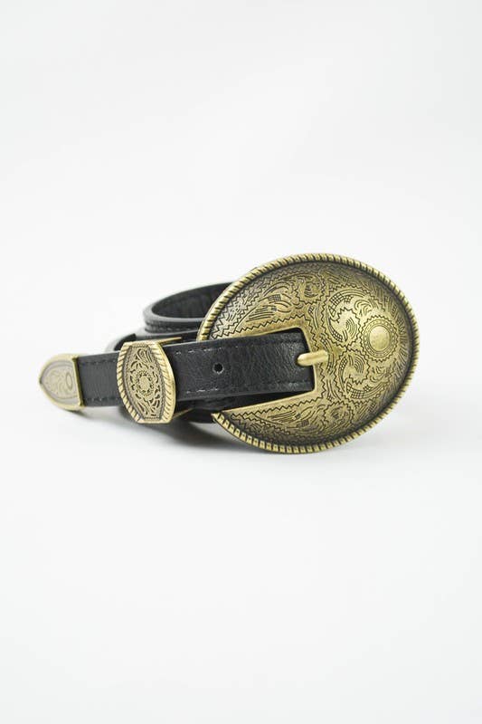Bestseller - Oval Embossed Vintage Buckle Belt 42 Inch