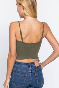 With Bra Cup Crop Rib Knit Cami Top for Stylish Comfort