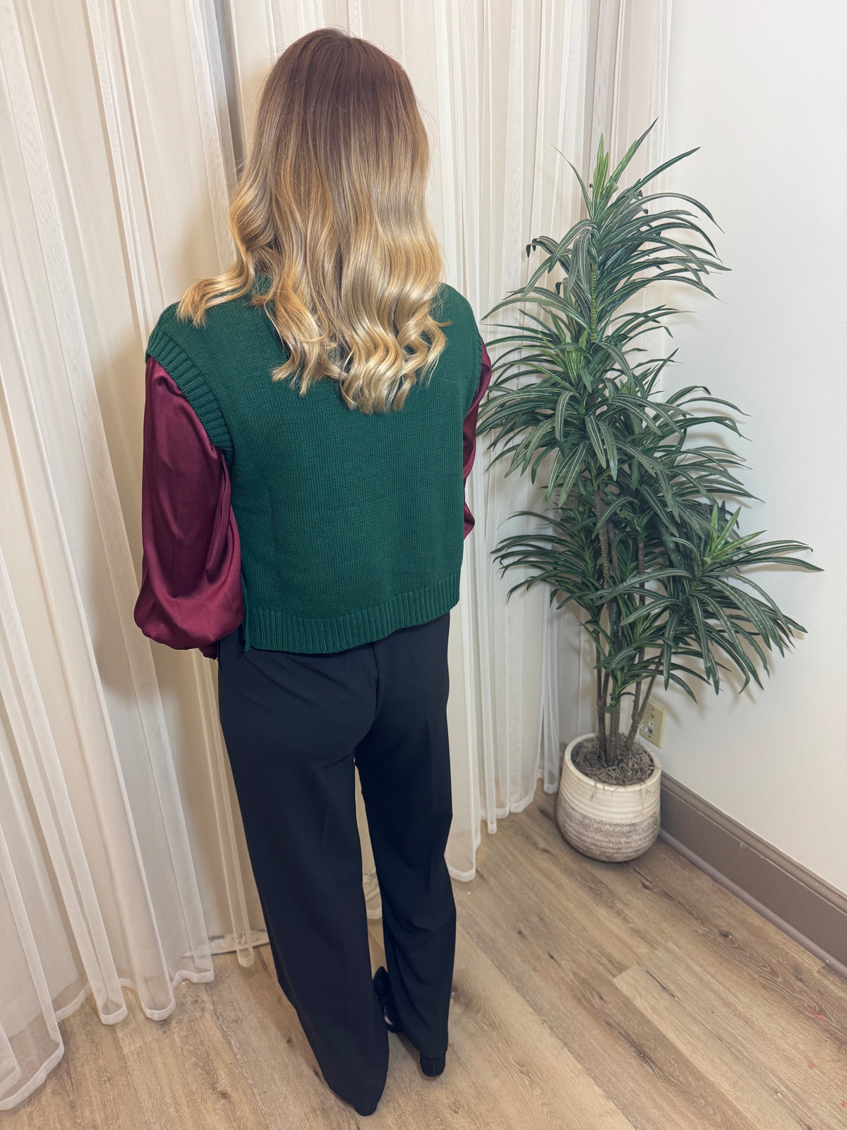 Emerald Cable Knit Side-Tie Sweater Vest | SeaJay’s Boutique