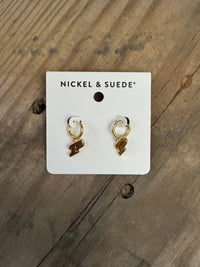 Purdue University Gold Tone Huggie Earrings With P Charm