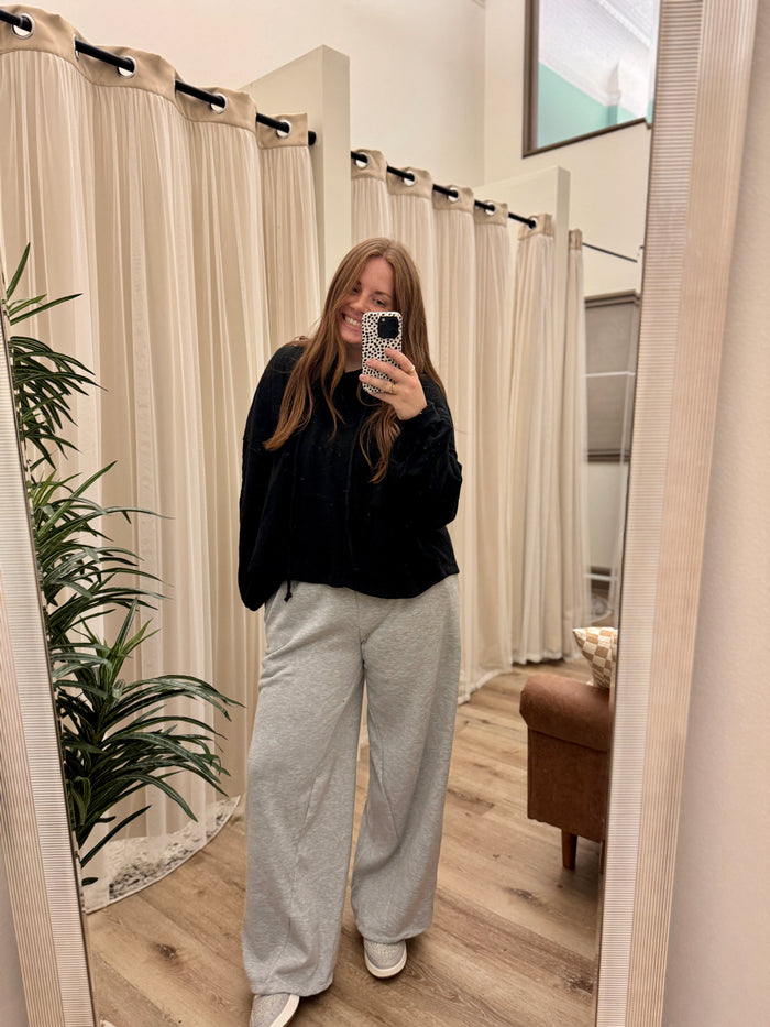 Drawstring Waist Wide Legs Oversized Sweat Pants