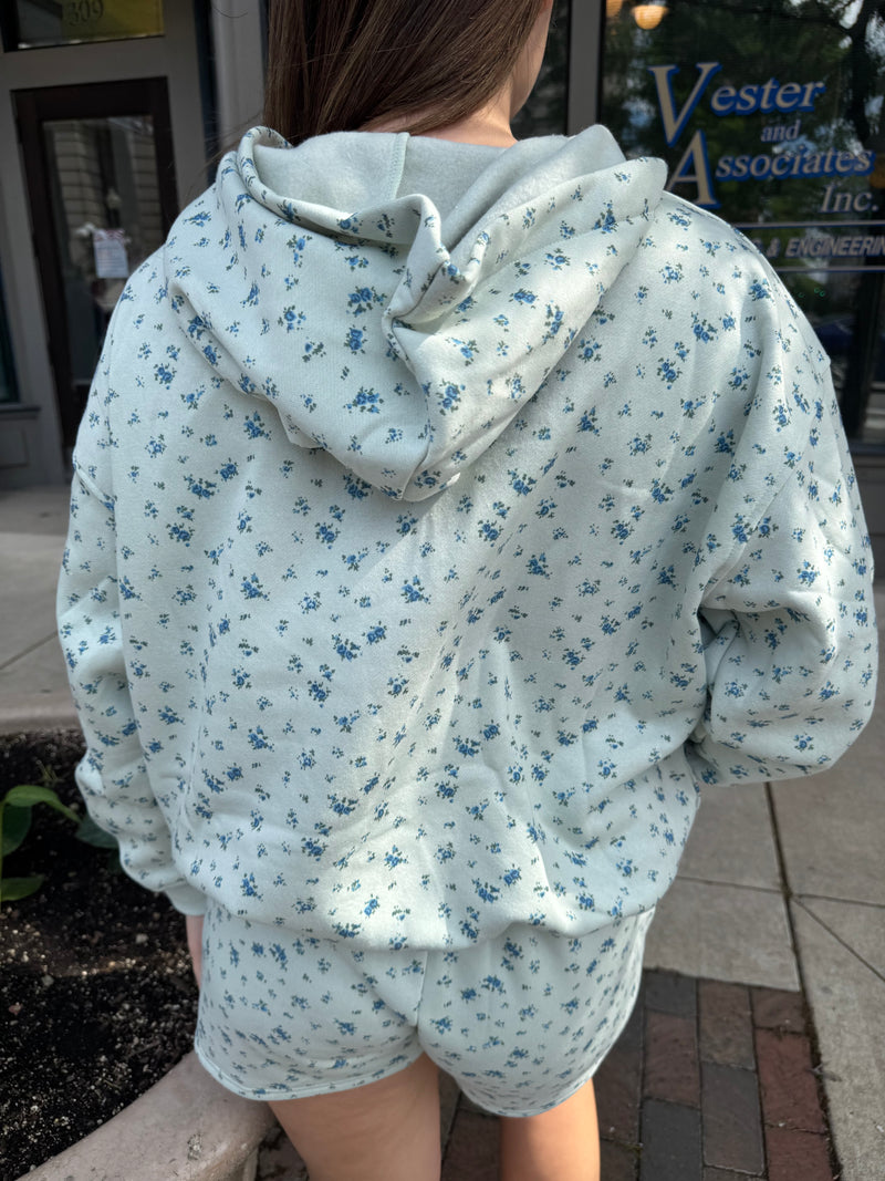 Ditsy Floral Hoodie Sweatshirt for Women Casual Pullover in Pastel Shades