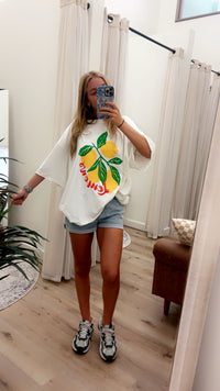 Lemons on White Plus Size Tee Shirt