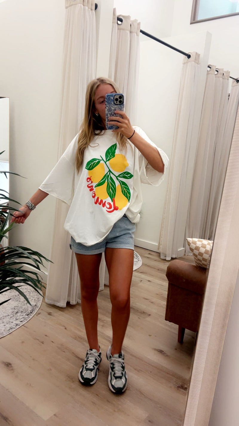 Lemons on White Plus Size Tee Shirt