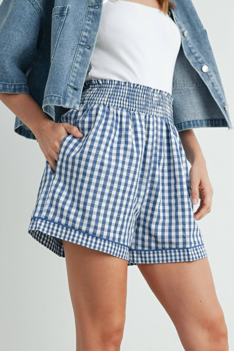 Garterized Gingham Shorts - Effortless Style