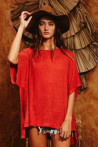 Hi-Low Hem Poncho Style Tunic Top - Black for Women