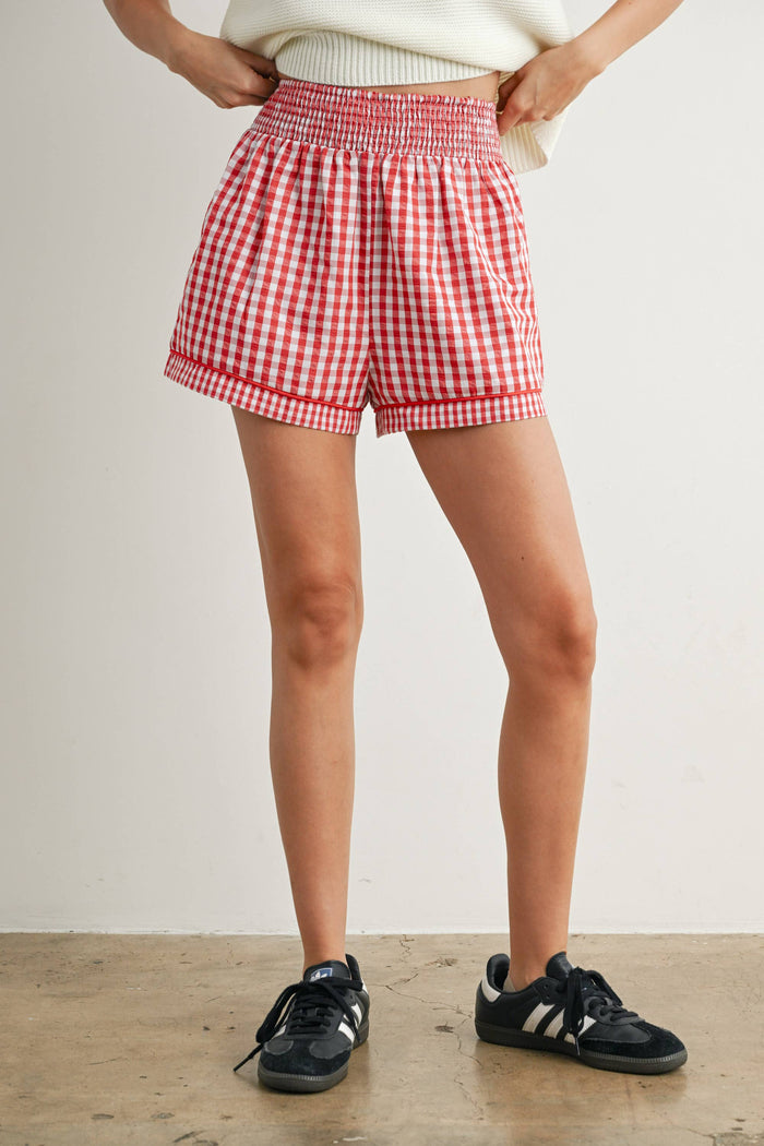 Garterized Gingham Shorts - Effortless Style