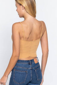 With Bra Cup Crop Rib Knit Cami Top for Stylish Comfort