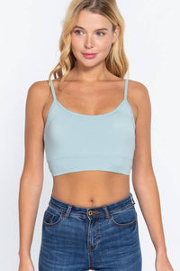 Round Neck Removable Bra Cup Twisted Back Cami Top Style