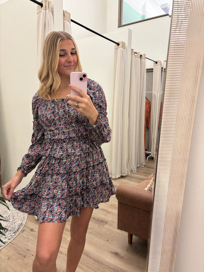 Floral Printed Mini Skirt Blueberry Summer Fashion