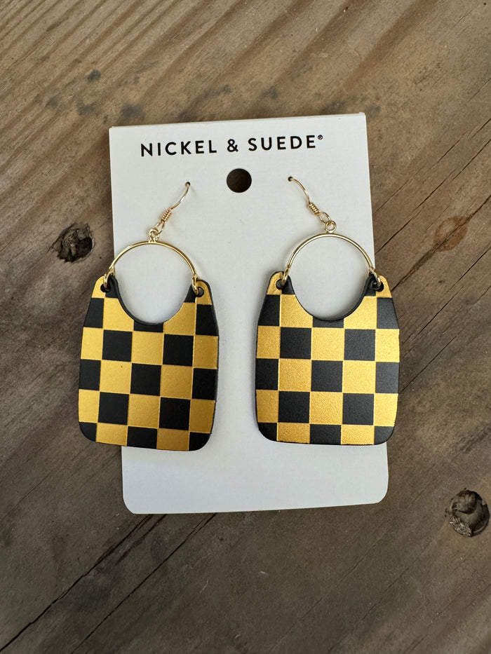 Black & Gold Checkmate Earrings